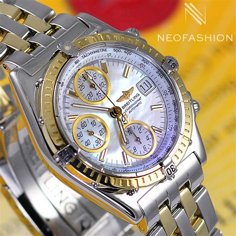 mother of pearl breitling|breitling men's chronomat watch.